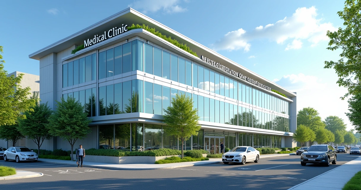 Clínica médica moderna representando investimento imobiliário