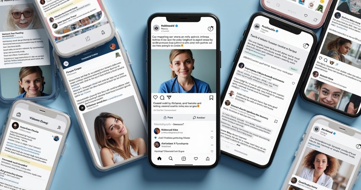Exemplos de postagens médicas em redes sociais destacando ética e limites